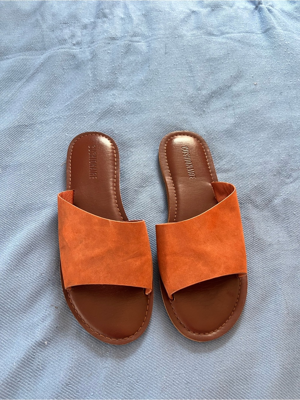 Steve Madden (inspired) Orange Suede Slide Sandals